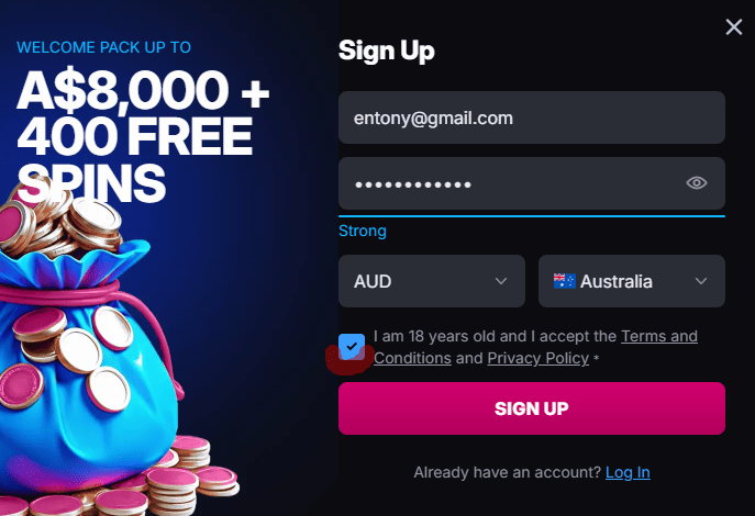 Registration at Skycrown casino